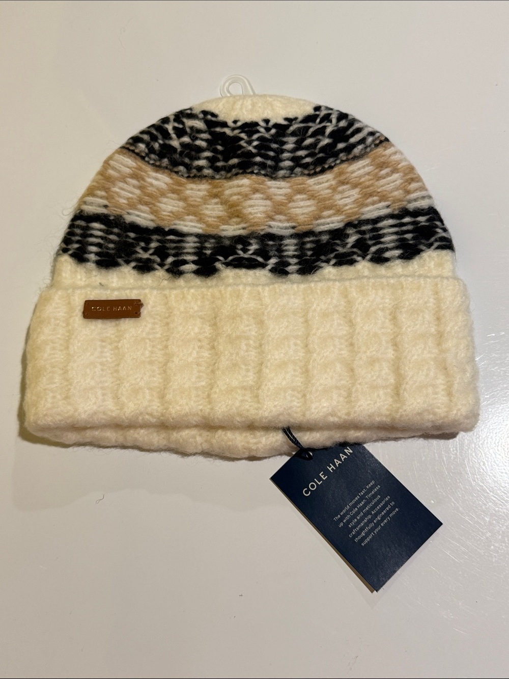 NWT Cole Haan fair isle cuff Beanie Hat